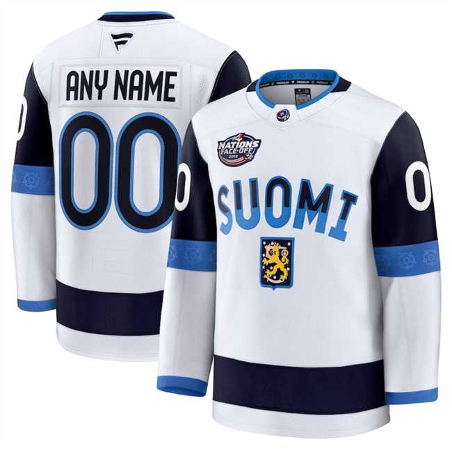Men%27s Finland Active Player Custom White 2025 4 Nations Face-Off Premium Stitched Jersey->customized nhl jersey->Custom Jersey